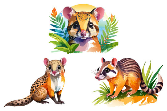 Australian Tiger quoll are carnivorous marsupials native to Australia and New Guinea (Dasyurus maculatus) spotted-tailed quoll, spotted quoll, spotted-tailed dasyure or tiger cat