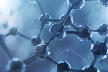 青色の分子構造の3Dレンダリング図 分子結合の抽象的な表現 科学的研究と技術革新を示す画像