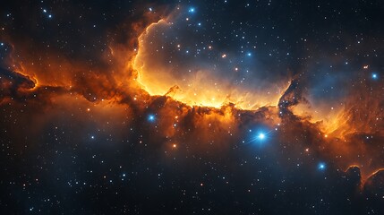 Obraz premium A Celestial Tapestry Exploring the Depths of Space with Stars and Cosmic Dust Radiating Light