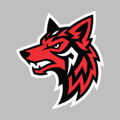Fierce Wolf Head Mascot Vector Illustration 