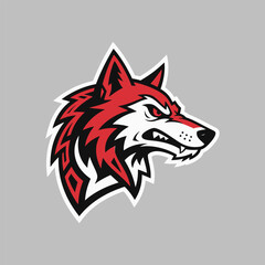 Fierce Wolf Head Mascot Vector Illustration 