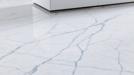 Obraz premium Elegant and luxurious white marble flooring in a modern kitchen or interior space