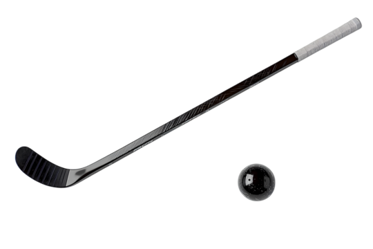 Ice Hockey Stick and Puck Isolated on Transparent Background