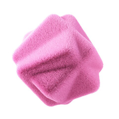 Pink fluffy shape. 3d design element isolated on white background.