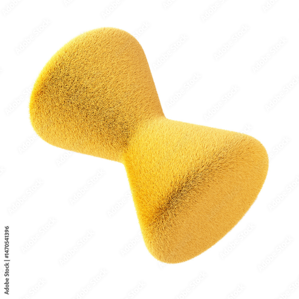 Wall mural yellow abstract fluffy shape. 3d design element isolated on white background.