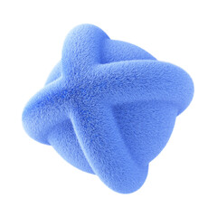 Blue abstract fluffy shape. 3d design element isolated on white background.