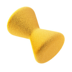 Yellow abstract fluffy shape. 3d design element isolated on white background.