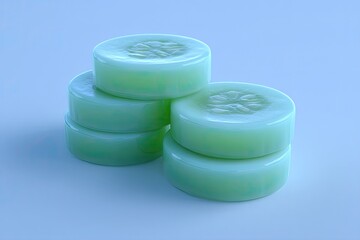 Cucumber Slices Stacked on White.