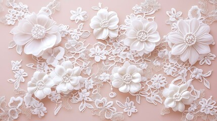 White Lace Flowers with Pink Background.