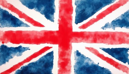 Fototapeta premium Watercolor painting of United Kingdom flag with vibrant colors on white background copy space