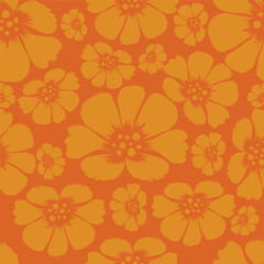 Seamless floral pattern, liberty ditsy print with small cute bouquets. Romantic botanical design with tiny hand drawn flowers, leaves on blue background. Trendy rustic print. Vector illustration.