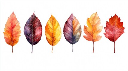 Beautiful Fall Foliage Watercolor Set - Vibrant Autumn Leaves Illustration