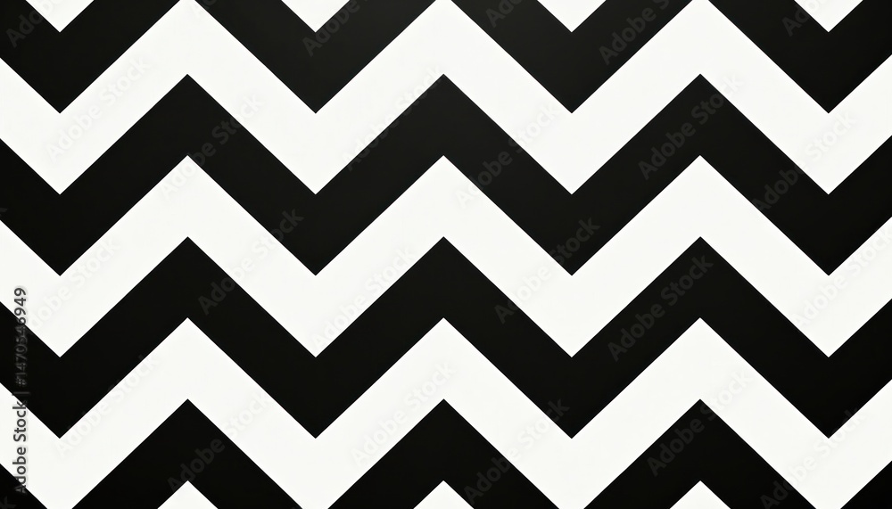 Poster Monochrome black white zigzag pattern background. Modern minimalist design. Seamless repeat tileable zig-zag pattern. Geometric graphic design element. Perfect for textile, fashion, wallpaper,