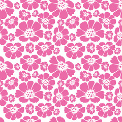 Seamless floral pattern, liberty ditsy print with small cute bouquets. Romantic botanical design with tiny hand drawn flowers, leaves on blue background. Trendy rustic print. Vector illustration.