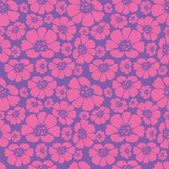 Seamless floral pattern, liberty ditsy print with small cute bouquets. Romantic botanical design with tiny hand drawn flowers, leaves on blue background. Trendy rustic print. Vector illustration.