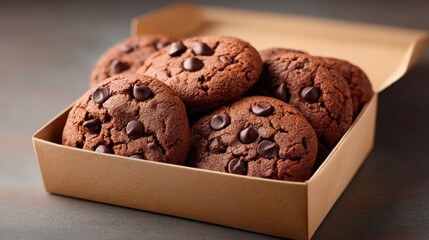 Fototapeta premium Homemade chocolate cookies in the box, isolated on background