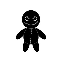 creepy doll with stitches icon on white background 