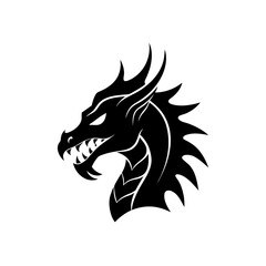 dragon head with flames icon on white background   