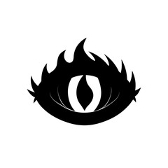 dragon s eye with flames silhouette on white 