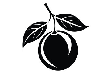Black fruit illustration with leaves showcases minimalist design for nature themed artistic elements