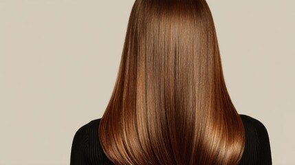 Fototapeta premium Woman with straight long brown hair from back view, Hair styling, isolated on background