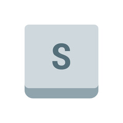 A square button with rounded corners displaying the letter s in a muted gray color on a light gray background