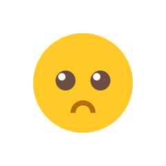 A simple yellow sad face emoji with downward curved mouth and large round eyes expressing disappointment