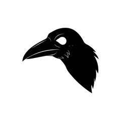 Obraz premium raven skull silhouette on white background 