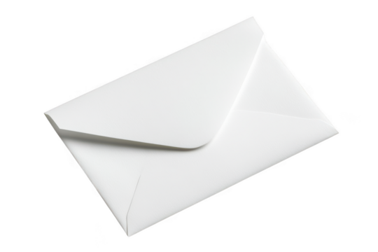 Closed blank envelope mockup on white background on transparent background