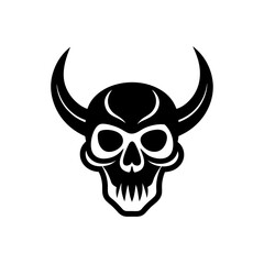 skull with horns icon on white background 