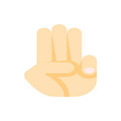 Illustration of a hand with three fingers extended upward against a white background in a simple style