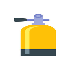 Illustration of a yellow scuba diving tank with a gray nozzle and base on a white background space here