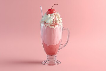 Strawberry Milkshake Pink Sweet Dessert.