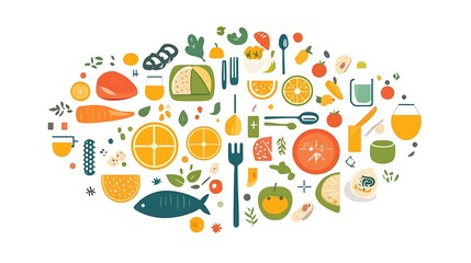 Fototapeta premium Healthy Food Collage Illustration.