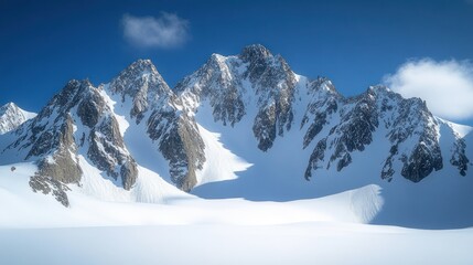 Obraz premium Snowy peaks pierce a vibrant blue sky over a vast glacier
