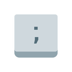 Illustration of a semicolon symbol on a rounded square button with a gray color palette and soft shadows