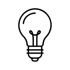 Line icon of traditional incandescent light bulb, black outline style, concept of electric lighting, bright idea, innovation, and energy efficiency symbol