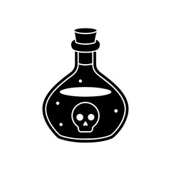witch s potion bottle with skull icon on white 
