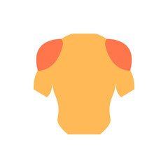 Illustration of a muscular torso with orange shoulders and arms on a white background, flat design