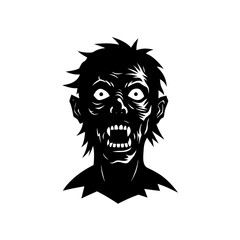 zombie head silhouette on white background  .svg