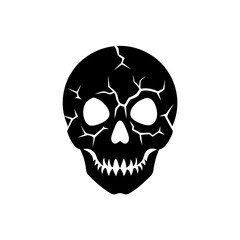 zombie skull with cracks icon on white background .svg