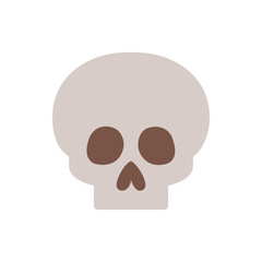 Illustration of a cartoonish skull with round eye sockets and a triangular nasal cavity on white background