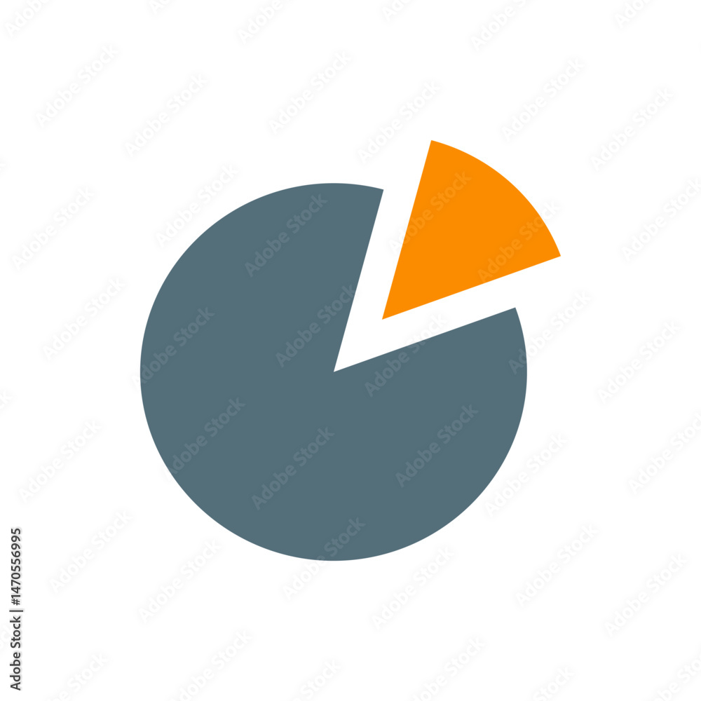 Poster a pie chart with one slice highlighted in orange against a gray background showing data representati