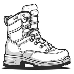 Minimalist hiking boot icon designed with a single line for outdoor adventures and exploration