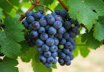 Fresh purple grape bunch closeup