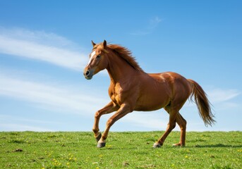 Running chestnut horse image render