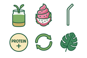 Icons for smoothie-eco include illustrations of a jar, swirl, straw, badge, loop, and leaf