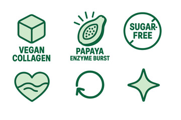 The icons for wellness gummies are merging into a cube, burst, seal, heart, loop, and star
