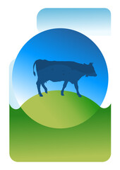 Cow, organic animal husbandry – poster, vector illustration
