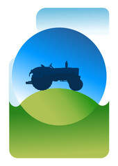 Obraz premium tractor, organic farming – poster, vector illustration